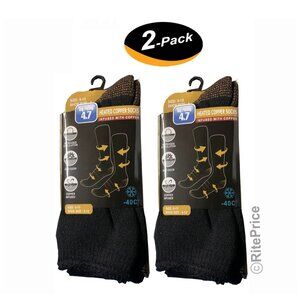 2 Pairs (2 Pack) Goldstar Heated Copper Socks Black Tog Rating 4.7 (Size: 9-15)